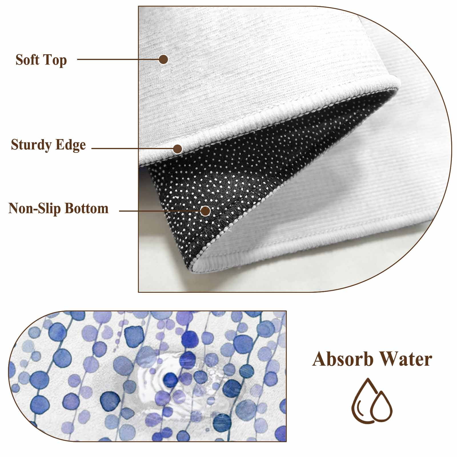 5'x7' Area Rugs for Living Room Bedroom, Navy Blue Polka Dots Washable Rug Carpet Runner Indoor Outdoor, Vintage Abstract Art Watercolor Non Slip Floor Mats Area Rug for Kitchen, Nursery