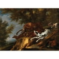 thumbnail image 3 of Carl Borromäus Andreas Ruthart 14x11 Black Modern Framed Museum Art Print Titled - Hounds Chasing a Stag, 3 of 5