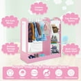 thumbnail image 6 of Gymax Kids Dress up Storage Hanging Armoire Dresser Costume Closet w/ Mirror Shelves Pink, 6 of 9