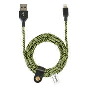 Blackweb Sync & Charge Cable with Lightning Connector and Cable Organizer, Black/Green, 6'