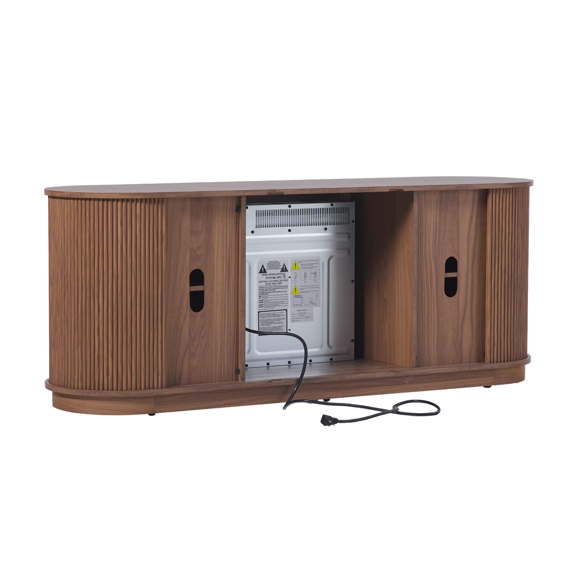 Walker Edison Modern Reeded 60” Fireplace TV Stand - Mocha