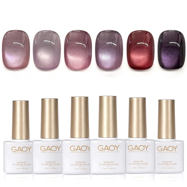 Set de esmaltes de uñas GAOY Purple Cat Eye 6 Cosmic Violet 7,3 ml