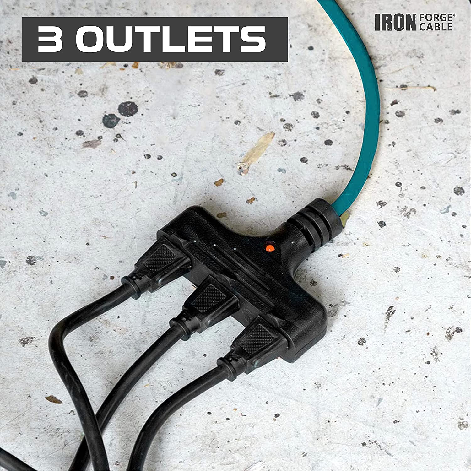 30Ft Retractable Extension Cord Reel with Breaker Switch & 3 Electrical Power Outlets - 16/3 SJTW Durable Teal Cable - Perfect for Hanging from Your Garage Ceiling