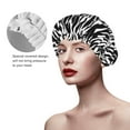 thumbnail image 4 of Kdxio Zebra Print Shower Cap for Women,Elastic and Reusable,Double Waterproof Layers Bathing Hat, 4 of 9