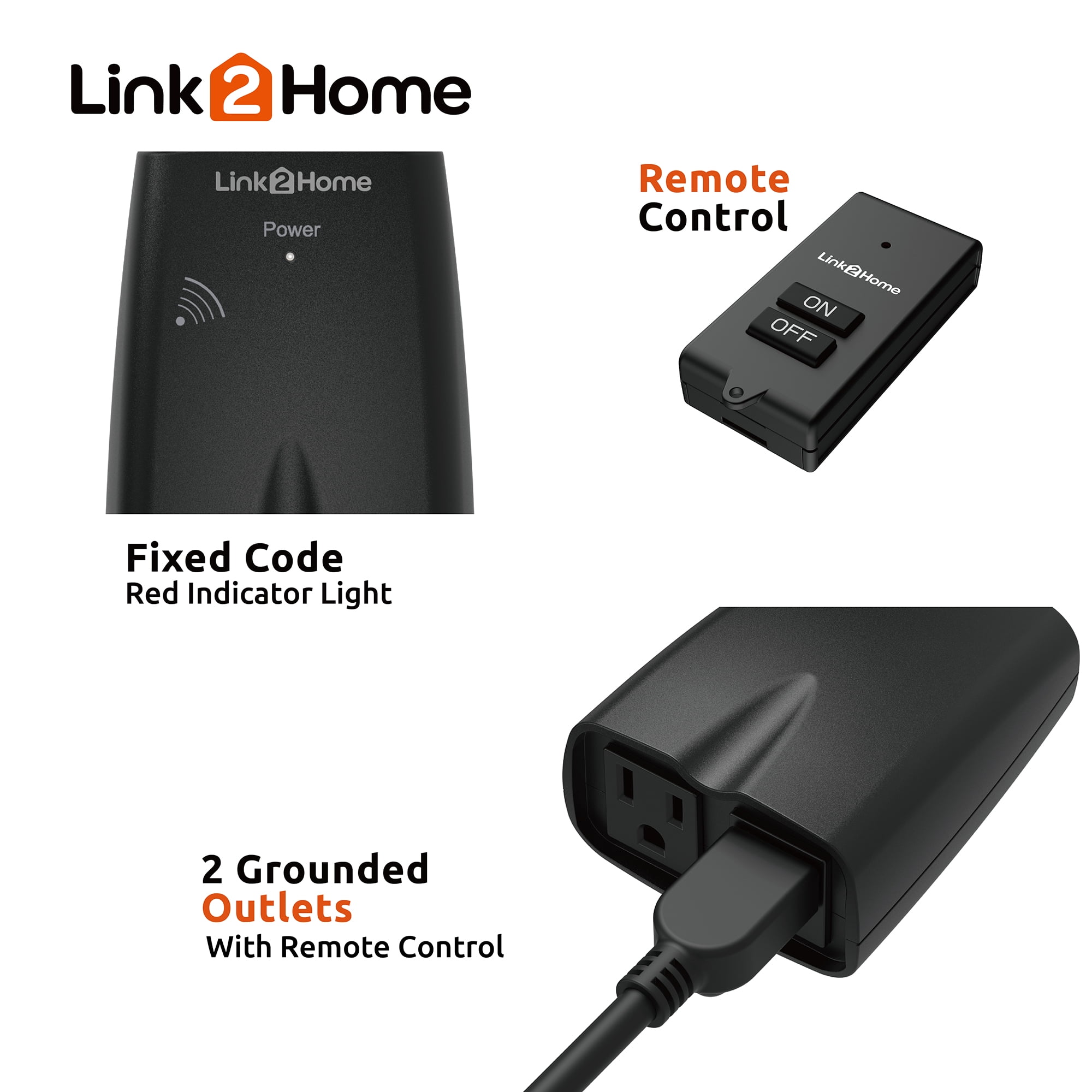 Link2Home Wireless Indoor Remote Control Outlet Switch with 5 RCVs and 2  Remotes EM-1001HD - The Home Depot