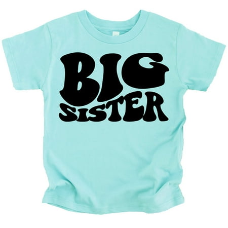 

Olive Loves Apple Big Sister Retro Wavy Matching Sibling Shirts Chill Shirt 3T
