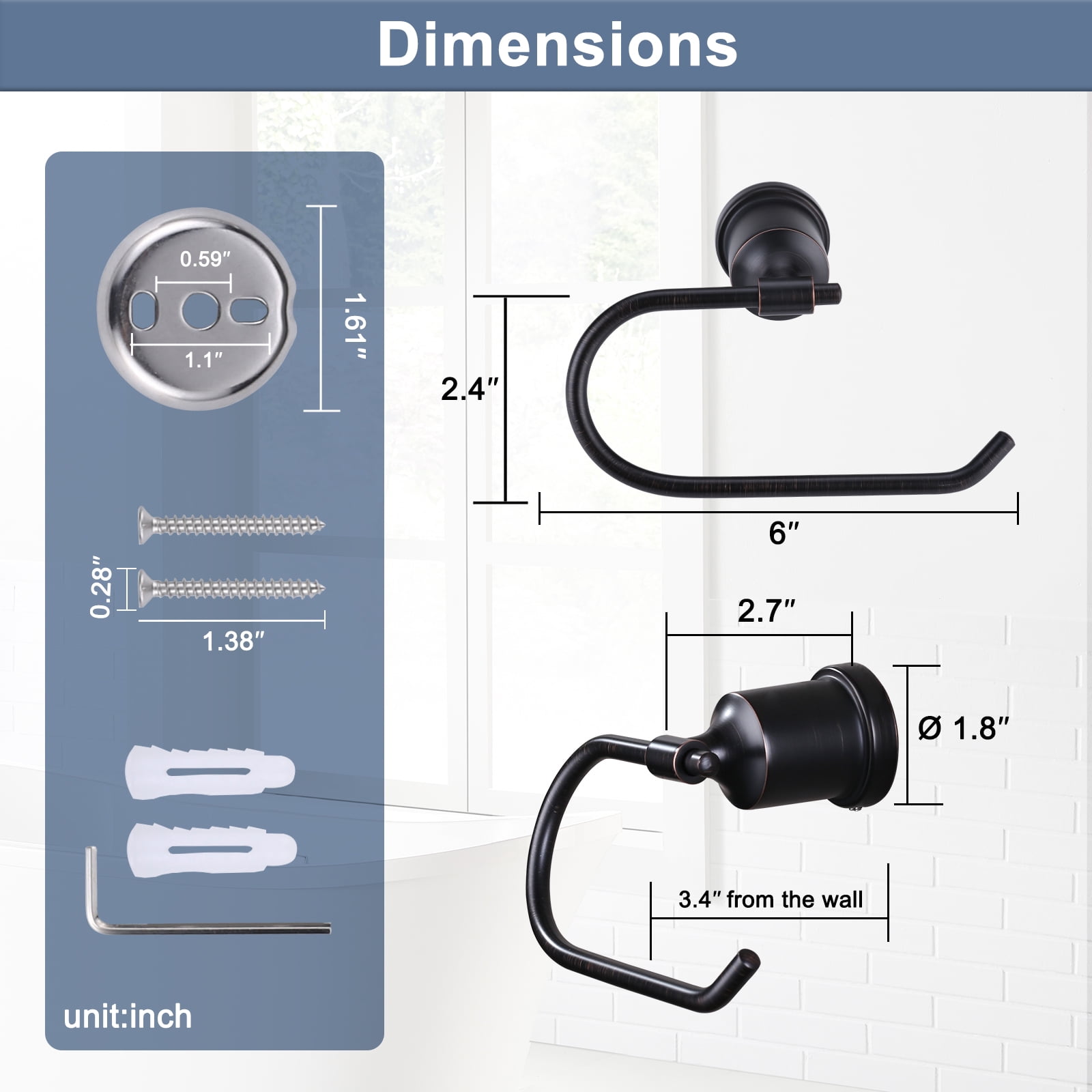 Wowow Bathroom Toilet Paper Holder, 304 Stainless Steel Bath Toilet Tissue Holder Wall Mount in Oil Rubbed Bronze
