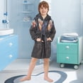 thumbnail image 5 of FORMRS Niños Bathrobe Unisex Hooded Robe Soft Plush Pajamas Sleepwear, Size 10-12T, Black Watercolor Space, 5 of 7