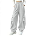 thumbnail image 2 of WAVSUF Girls Sweatpants Loose Fit with Pockets Wide Leg Spring Outdoor Trendy Joggers Gray 7-8, 2 of 7