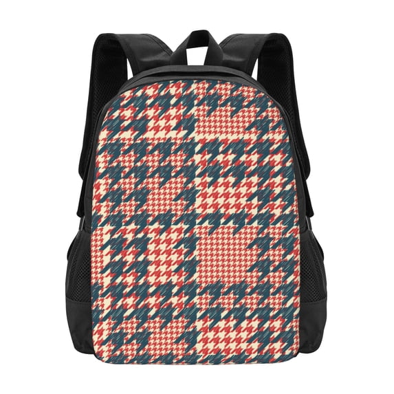 DouZhe Lightweight Backpack, Colored Houndstooth Checkered Prints Travel Outdoor Hiking Bag School Bookbag Casual Daypack Backpacks for Women Men