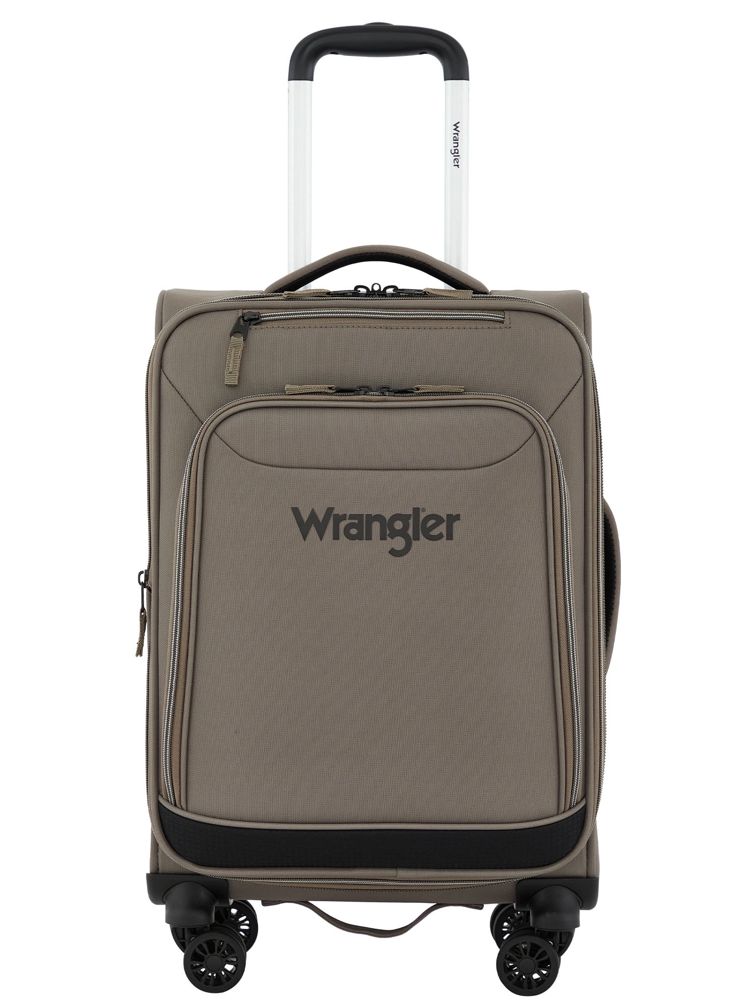 Wrangler 20-inch Expandable Rolling Carry-on with 8-Wheel System, Fallen Rock Brown