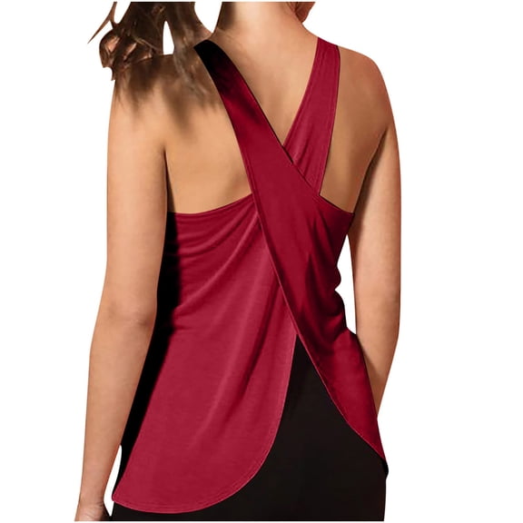 Open Back Workout Tops for Women Athletic Backless Tank Tops Sleeveless Running T Shirts Yoga Going Out Gym Clothes