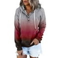 thumbnail image 2 of Dyfzdhu Gradient Hoodies for Women Casual Long Sleeve Oversized Sweatshirt Button Pullover With Pocket Red, 2 of 8