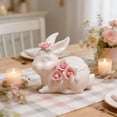 thumbnail image 5 of Linnome Easter Ceramic Bunny Figurine Spring Holiday Home Decor Tabletop Shelf Mantel Decoration Gift for Collection Display, 5 of 9