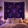 thumbnail image 2 of Ornate Purple Mandala Among Moths, Moons and Stars, Dreamy Celestial for Space Lovers, Night Sky Wall Art, Housewarming Gift, Tapestry Wall Hanging for Bedroom and Studio, 2 of 7