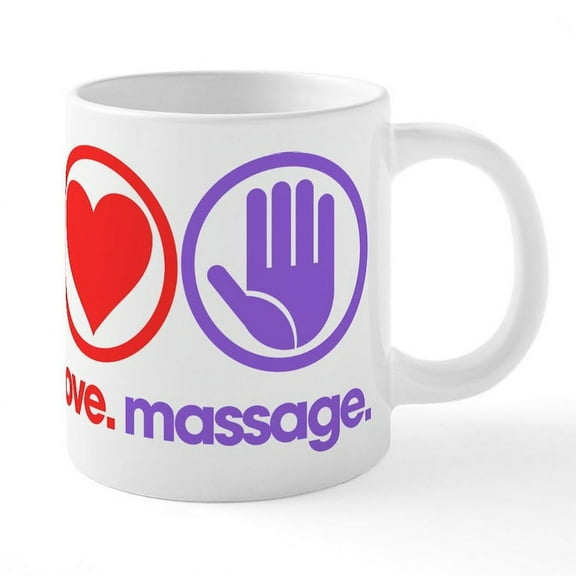CafePress - Peace Love Massage - 20 Oz White Ceramic Mega Mug