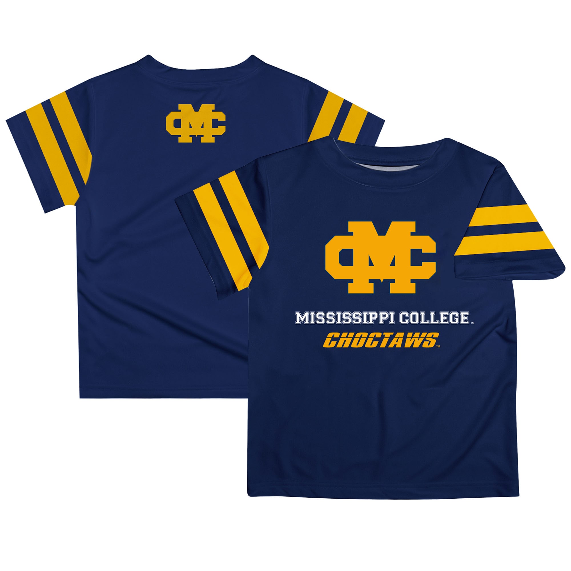 Youth Blue Mississippi College Choctaws Team Logo Stripes TShirt