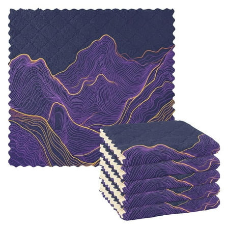 

6 Pieces of Kitchen Towels 11x11Inch Kitchen Dish Cloths Kitchen Dish Towels Reuseable Cleaning Cloths Pretty Purple Mountain