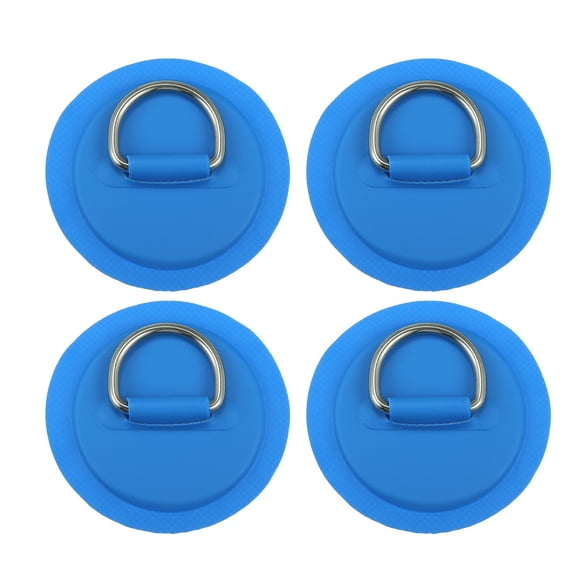 4pcs 11cm Blue D Ring Patch Stainless Steel Round Shape D Ring Pads for Surfboard Inflatable Boat Kayak Canoe Deck