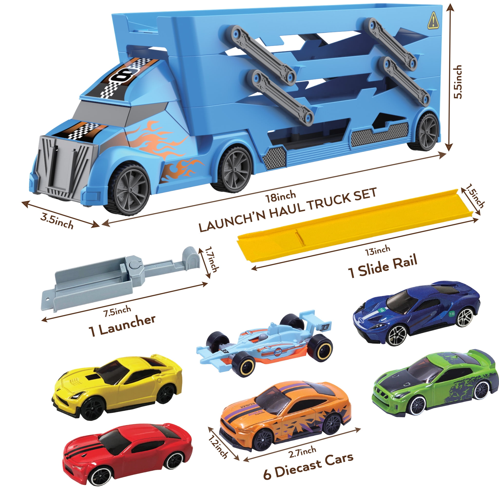 Buy TOYLI Vehicle Playset Toy Car Hauler Carrier Truck with Track