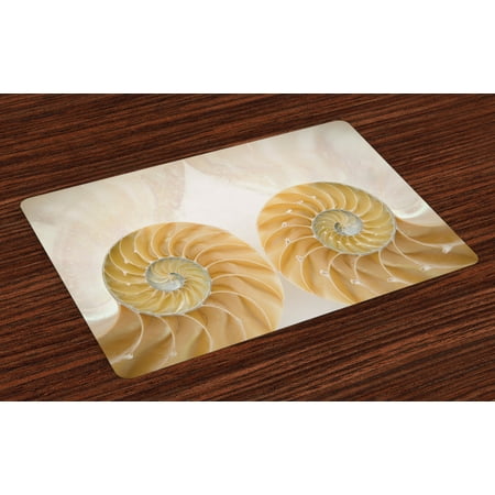 Seashells Placemats Set Of 4 Close Up Inside Out Two Sides Seashells Placemats Set Of 4 Close Up Inside Out Two Sides Seashell Geometric Mirrored
