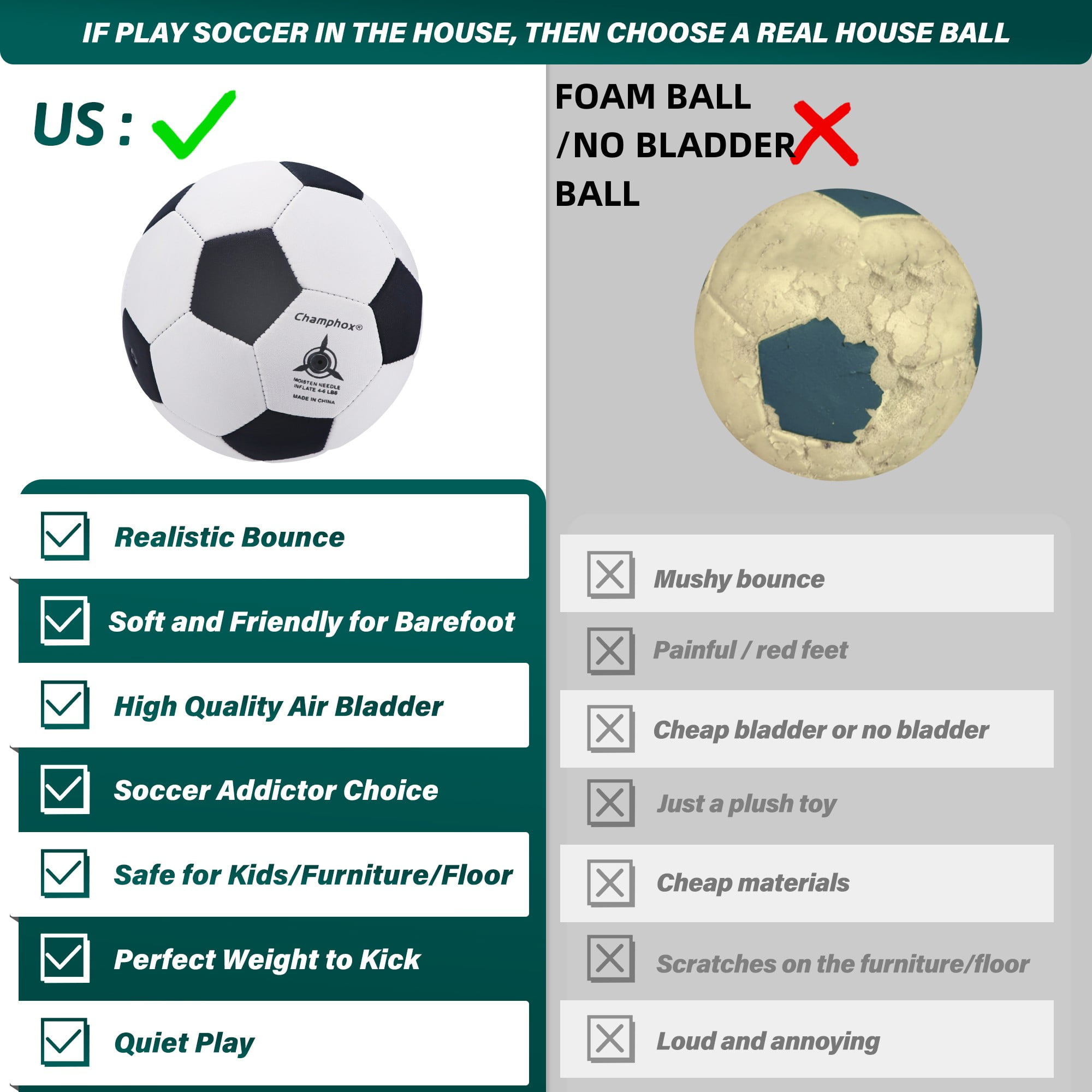 Indoor Soccer Balls Size 4 - Soft Safe for Protect Inside House Furniture - Size 4 Soccer Balls for Girls Kids Youth Boys Fun Soccer Gifts Birthday Christmas