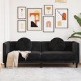 thumbnail image 1 of vidaXL Sofa avec Coussins 3 Places Velours Noir, 1 of 5