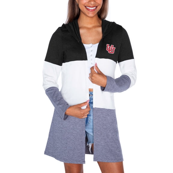 Women's Gameday Couture Black Utah Utes Colorblock Hooded Cardigan