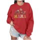 thumbnail image 1 of Penkiiy Mujeres de manga larga Mama Sudaderas de cuello redondo Suéter suelto blusa ligera Tops M Rojo, 1 of 7
