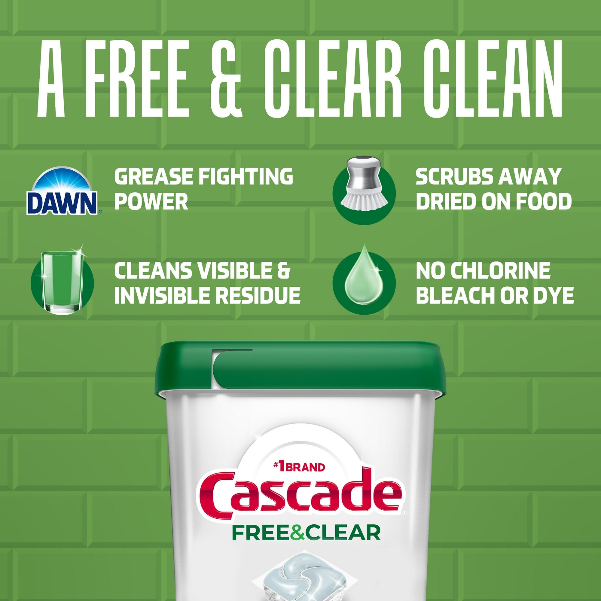Cascade Actionpacs Free & Clear - Lemon Essence - 47 ct- Pack of 2