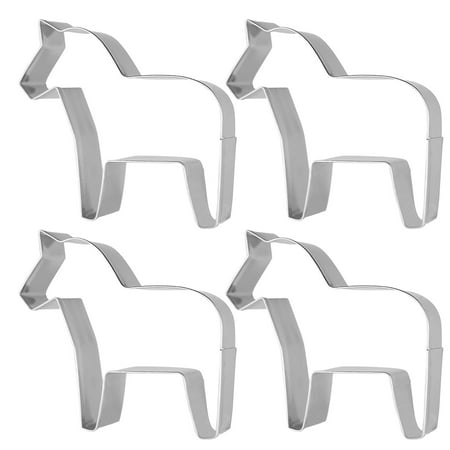 

4PCS Stainless Steel Creative Horse Shape Biscuit Moulds Cookie Moulds Set Fruit Cutters for Kitchen Baking DIY