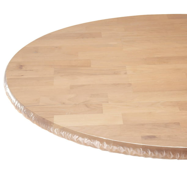 Clear Vinyl Elasticized Table Cover 45, Round Table Protective Cover