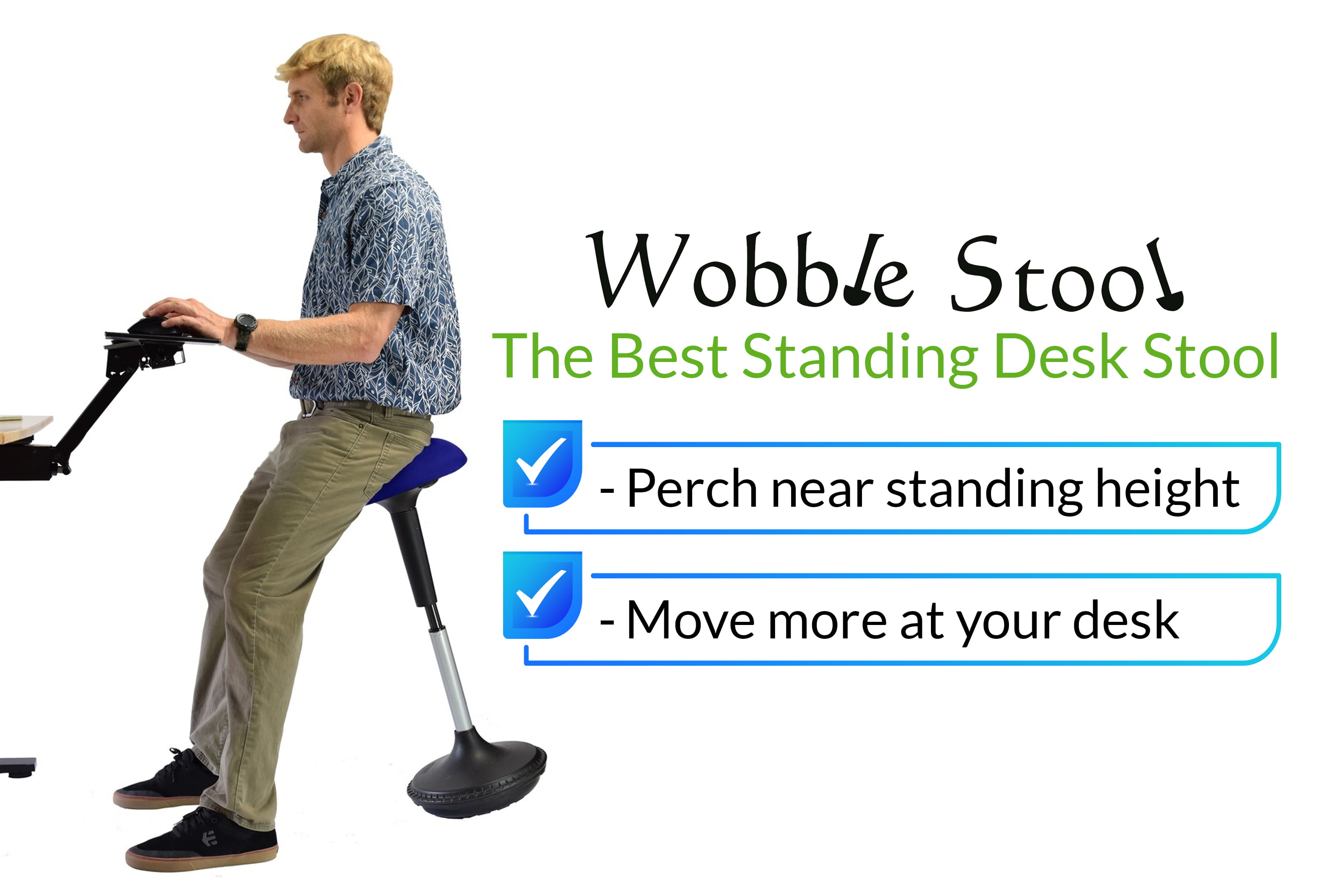 WOBBLE STOOL Standing Desk Balance Chair for Active Sitting Tall ergonomic adjustable height swiveling leaning perch perching ergonomic sit stand high computer chair swivels 360 for adults kids