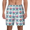 thumbnail image 2 of Goofa Tulips Flowers Printed Men's Swim Trunks Board Shorts Quick Dry Mens Swimming Trunks with Compression Liner,Breathable Fit Hawaii Beach Shorts-X-Large, 2 of 9