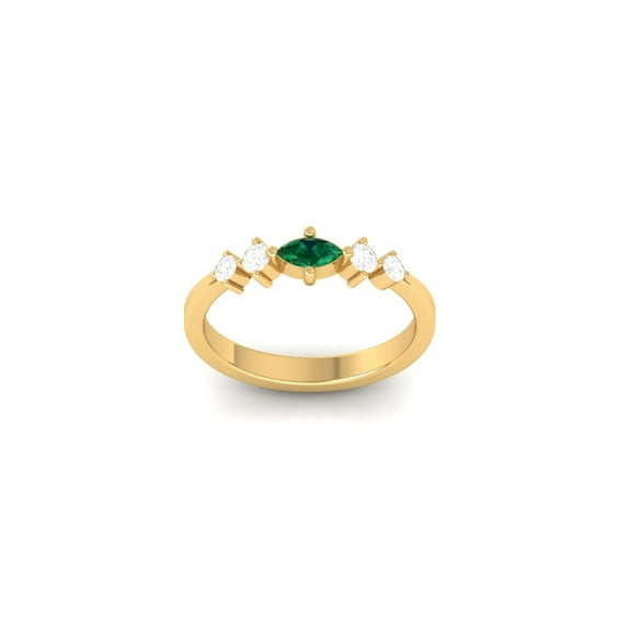1.50CT Marquise Cut Green Gemstone & Diamond Accent Ring in 18K Yellow Gold Over, Anniversary Ring for Women