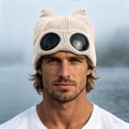 thumbnail image 2 of Unisex Goggle Knitted Beanie Hat Windproof Warm Winter Skull Cap, 2 of 4