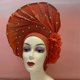 thumbnail image 1 of Aso oke auto gele headtie para mujer, gorra Africana hecha a mano, turbantes trenzados para boda nigeriana, envolturas para la cabeza, 7L0981, 1 of 4