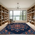thumbnail image 2 of ODIKA 4'x6' Machine Washable Non-Slip Area Rug, Oriental Navy Blue High Traffic Rug, Blue, 1186822, 2 of 7