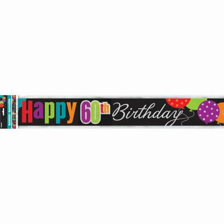 Birthday Cheer Foil Happy 60th Birthday Party Decor Banner 12ft