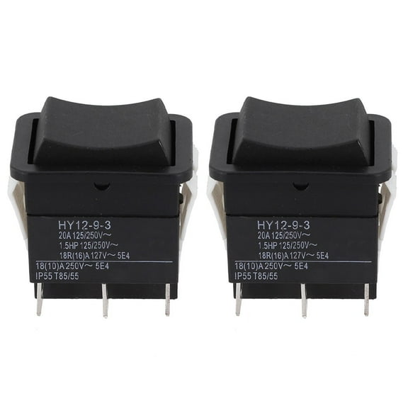 2PCS for HY12-9-3 On Off On Rocker Switch 125/250V 18/20A Pushbutton Switch 6Pin