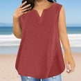 thumbnail image 5 of qucoqpe Womens Plus Size Summer Tank Tops V Neck Sleeveless Lightweight T-shirts Casual Loose Solid Color Pullover Tops, 5 of 5