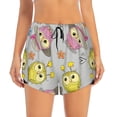 thumbnail image 2 of Picia Cartoon Owls Pattern Women's 2 in 1 Athletic Running Shorts High Waisted Workout Casual Gym Sweat Shorts with Comfy Liner Zipper Pockets-XX-Large, 2 of 9