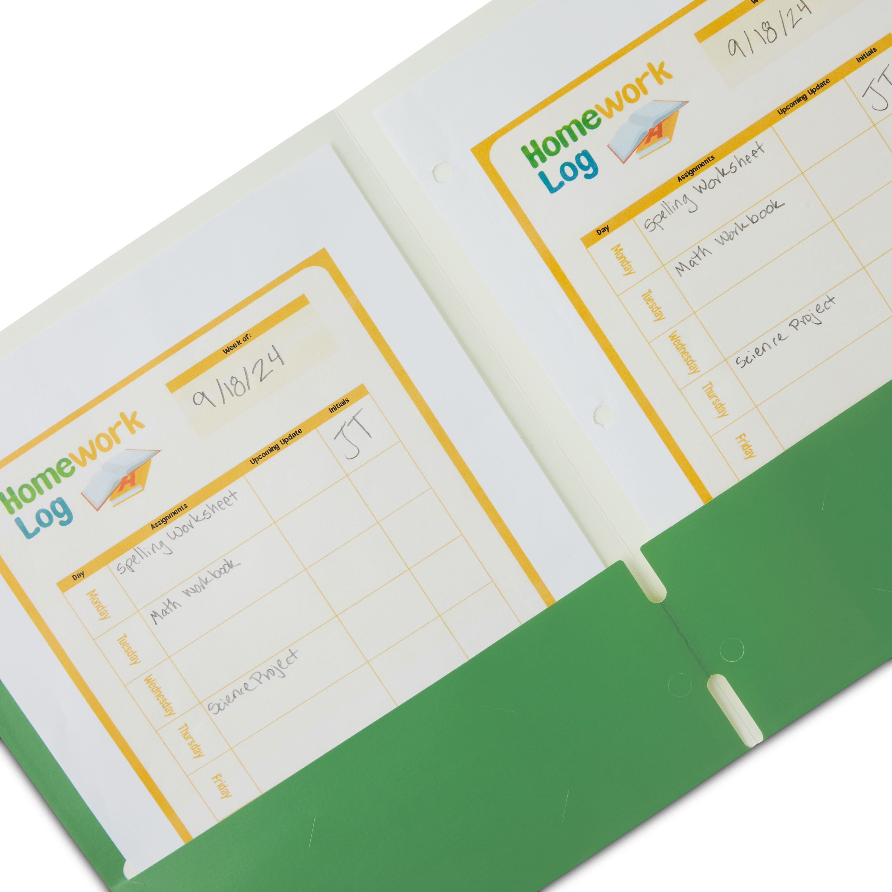 Pen+Gear Letter Size 2-Pocket Paper Folder, Solid Green Color
