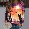 thumbnail image 5 of Towmus Halloween Shirts for Women Sweatshirt Cute Doll Graphic Pullover Tops Funny Novelty Pumpkin Print Crewneck Sweatshirts, 5 of 6