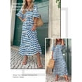 thumbnail image 4 of SLADYGLD Women Geometric Graphic V Neck Puff Sleeve Flowy Hem Maxi Dress, 4 of 5
