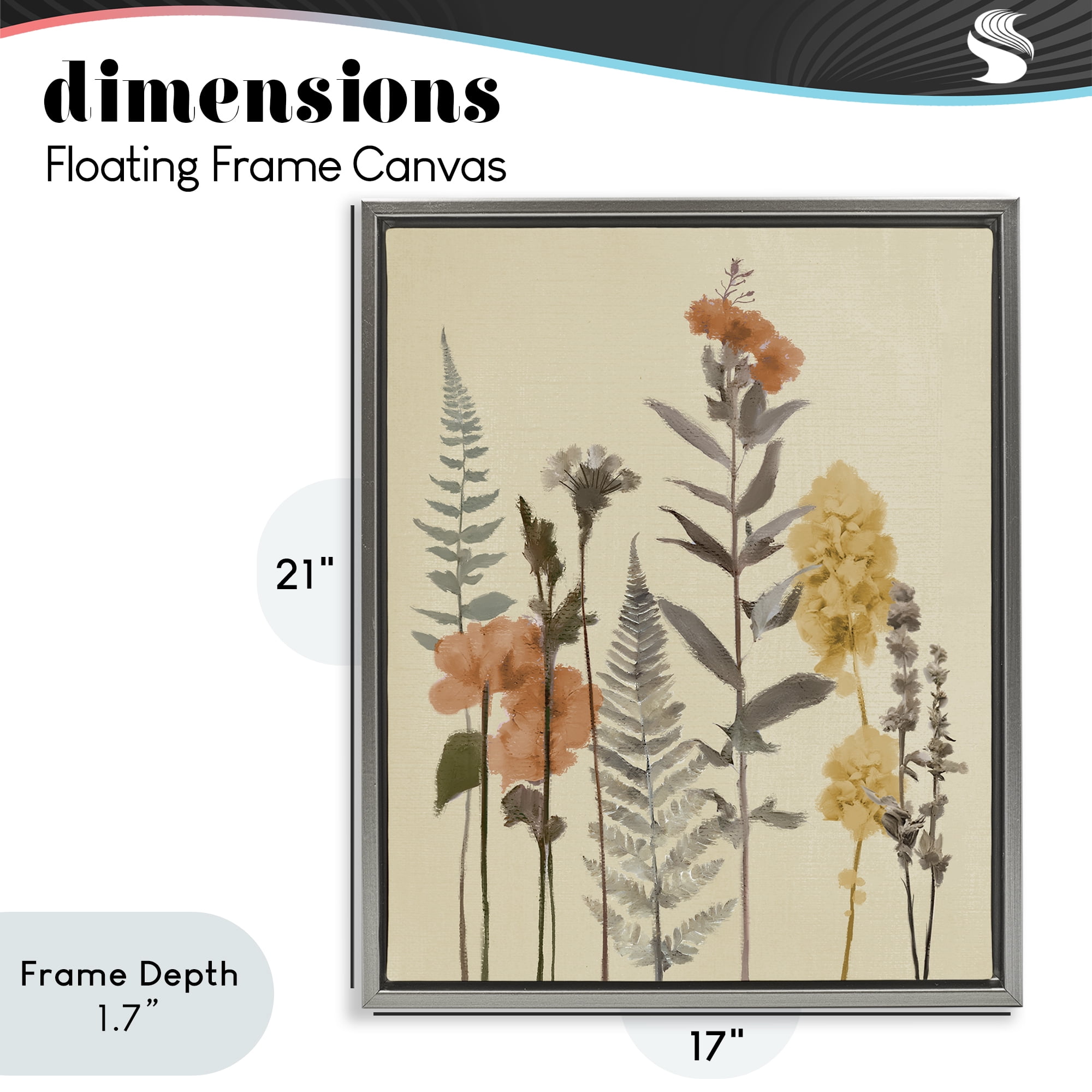 Stupell Industries Fall Botanicals Fresh Ferns Gray Framed Floater Canvas Wall Art, design by Elizabeth Medley