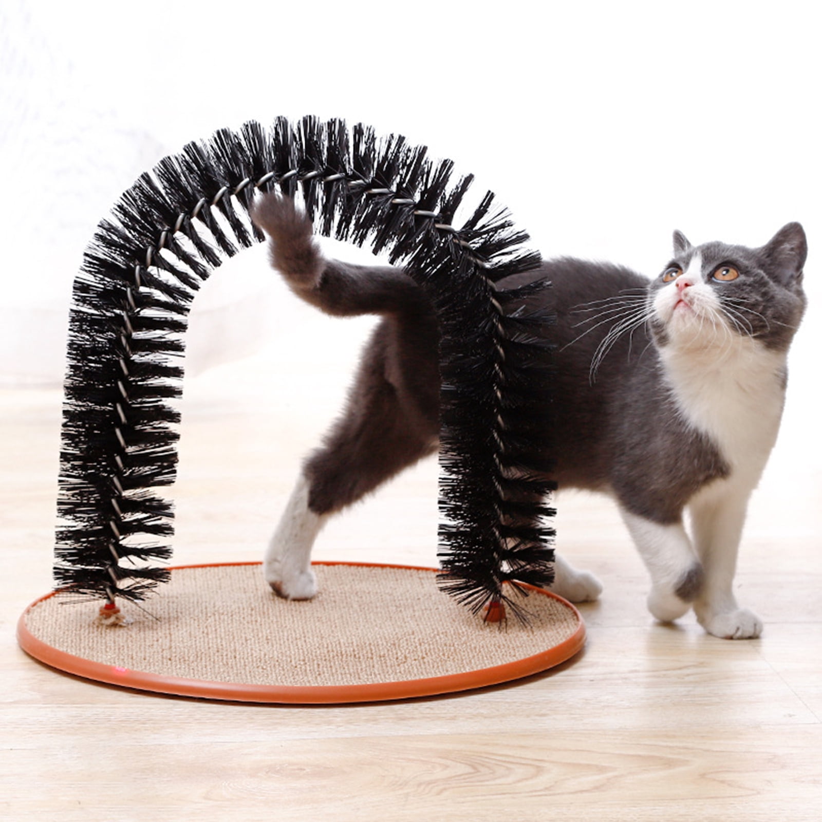 NANMELX Cats Arch Self Grooming and Massaging Brush Multifunctional Toy Pet Scratcher Pads Hair Cleaner for Indoor Cats