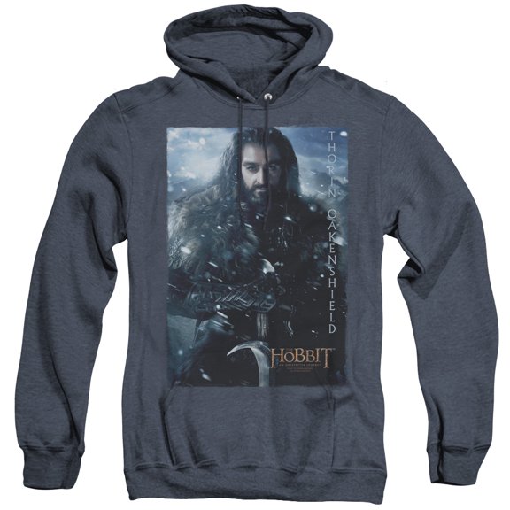 The Hobbit Thorin Poster Adult Heather Hoodie Sweatshirt Navy