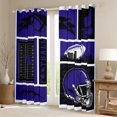 thumbnail image 2 of jejeloiu American Rugby Ball Black Out Curtains,Purple Football Helmet Curtains Pack of 2 (42x63 Each) For Bots Teens, 2 of 6