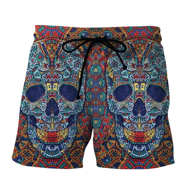 Men's Classic Swim Trunks, Skull Beach Board Shorts, 3D Printed Swim
